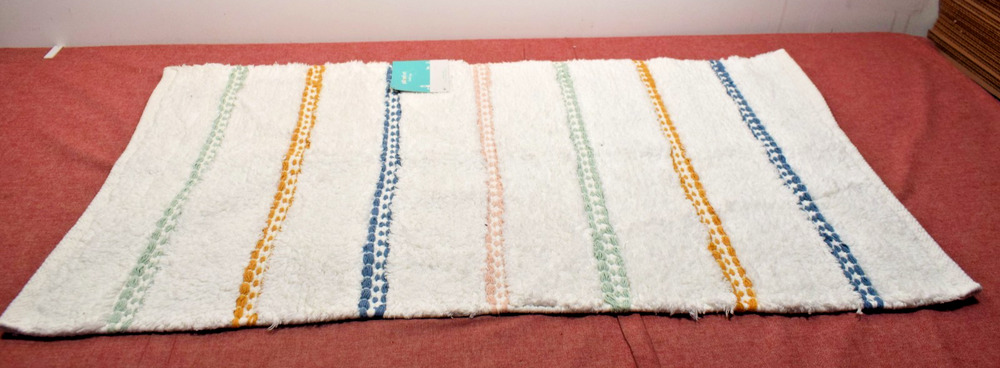 Pillowfort Striped Kids' Bath Rug White/Blue*